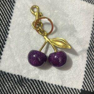 Purple Cherry Keychain with Gold Accents